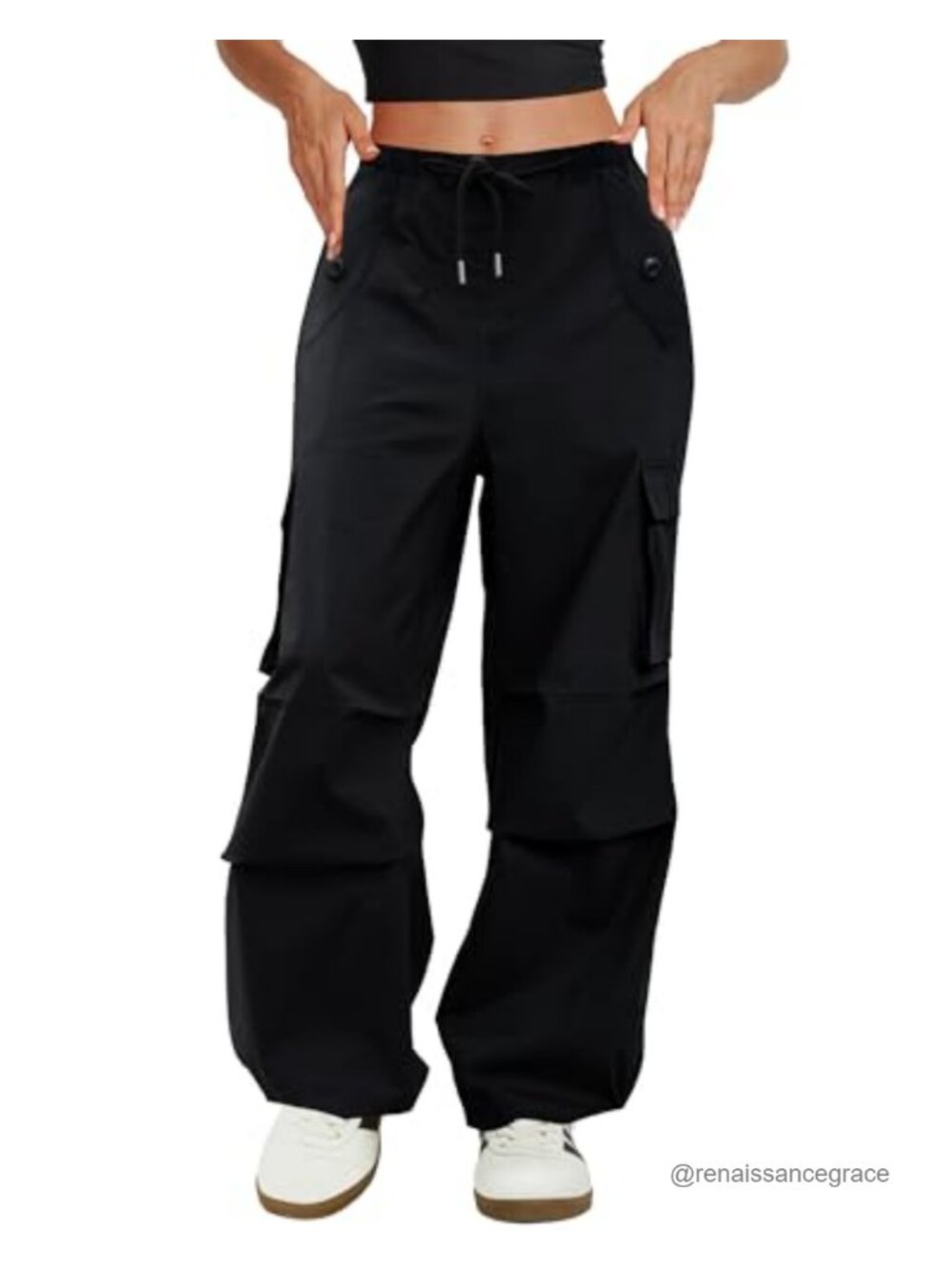 COPYLEAF Women's Cargo Parachute Pants Baggy Y2K Hiking Wide Leg